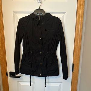 Black zip up jacket with hood. Forever 21 size small.